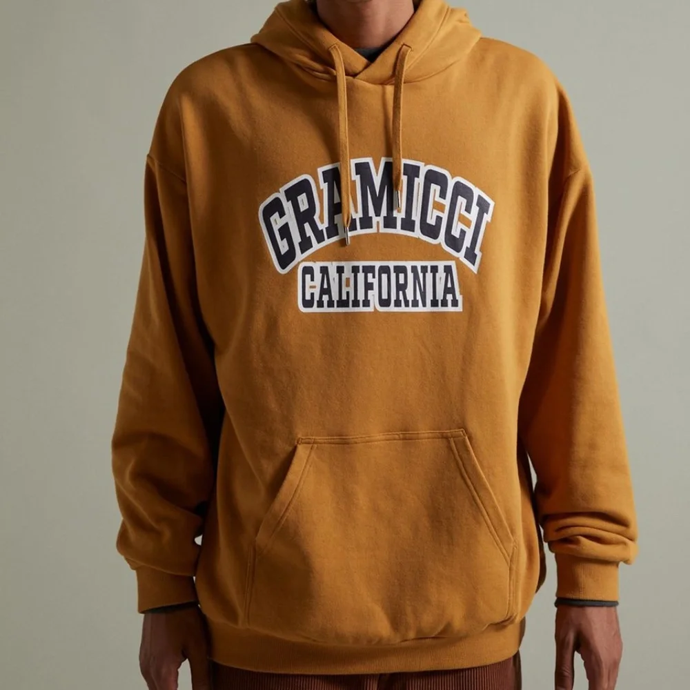 NEW $108 Gramicci Logo Hoodie Sweatshirt in Yellow Gold